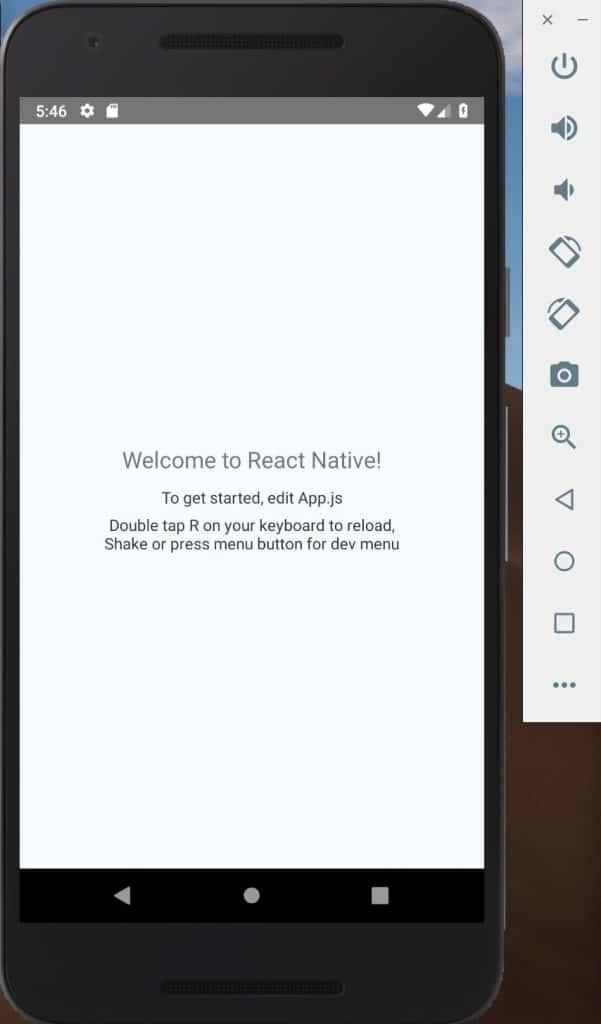 Getting Started With React Native 37 emulator react app
