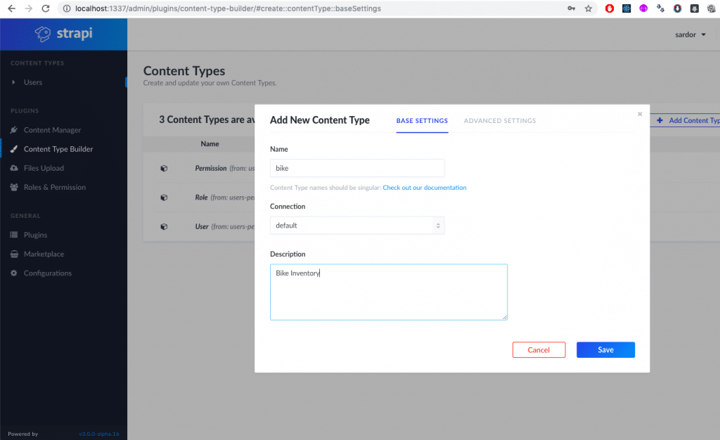 Strapi.js - A new way to build Node.js APIs 5 strapi add new content bike